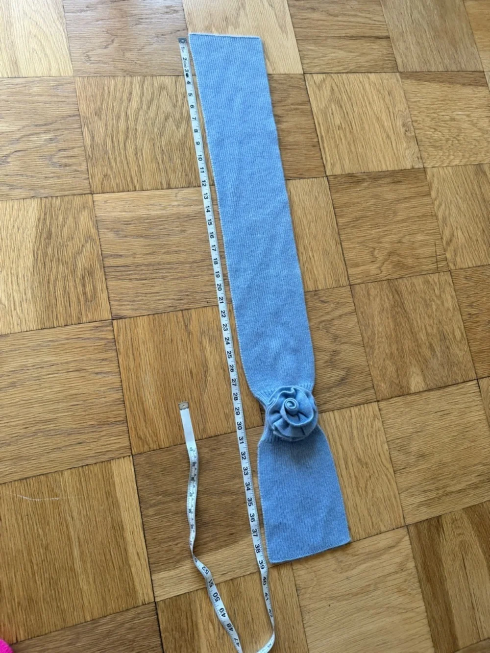 Portolano Cashmere Loop Scarf Light Blue Flower Pull Through